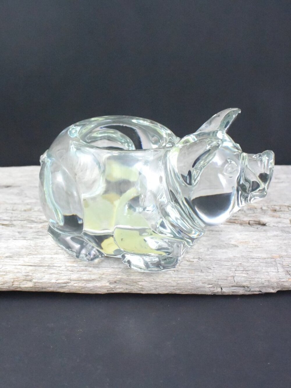 Indiana Glass Crystal Pig Votive Holder/Paperweight, Vintage